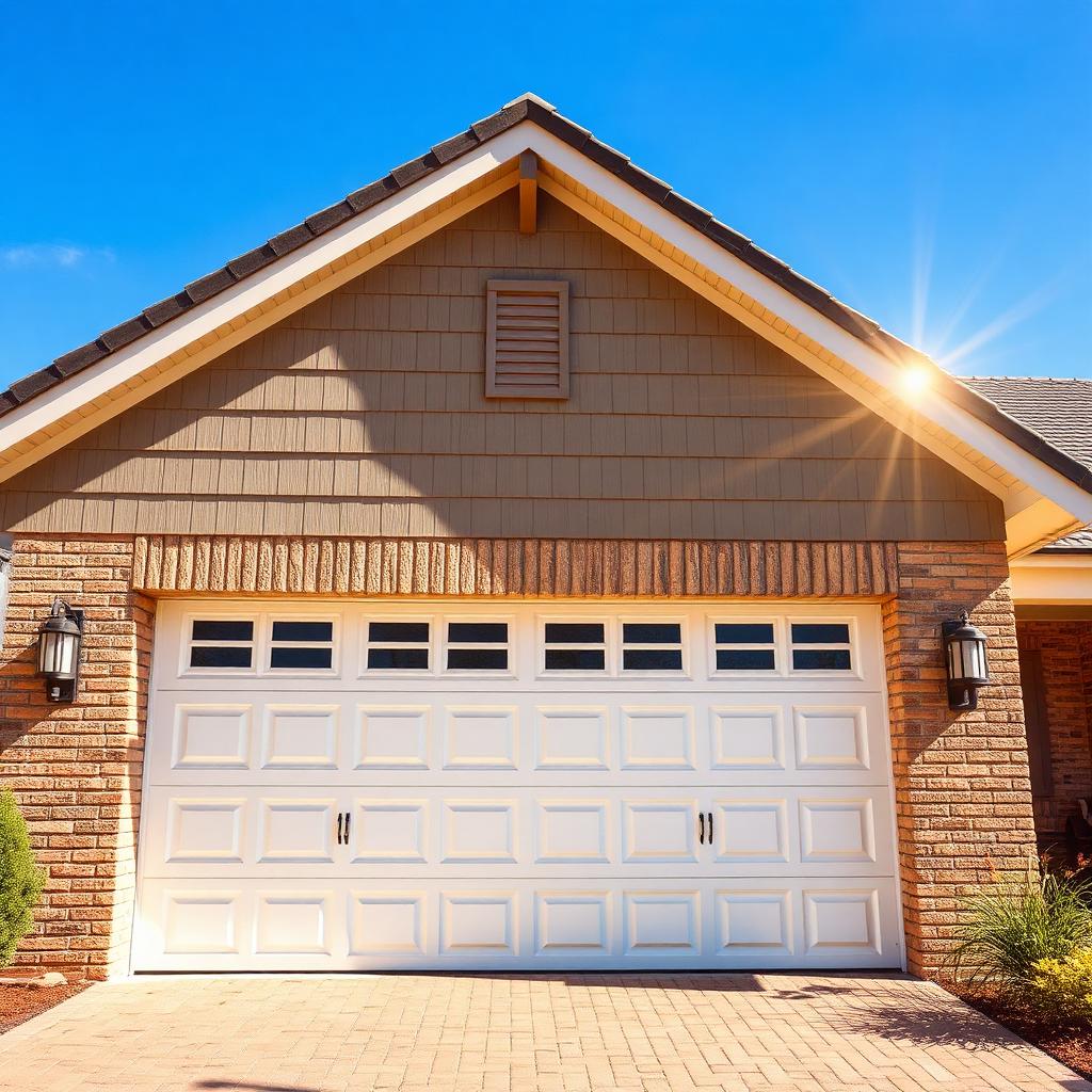 Garage door on a sunny day with heat waves visible showing temperature effects